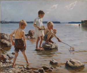 1.Albert Edelfelt, Enfants au bord de l'eau, 1884, huile sur toile
