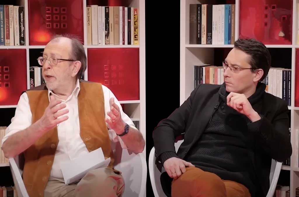 Alain de Benoist et Olivier François lors d'une émission "les idées à l'endroit" sur TV Libertés