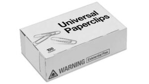 Universal Paperclips est un jeu incrémental américain de 2017 créé par Frank Lantz (en) de l'Université de New York. L'utilisateur joue le rôle d'une intelligence artificielle (I.A.) programmée pour produire des trombones.